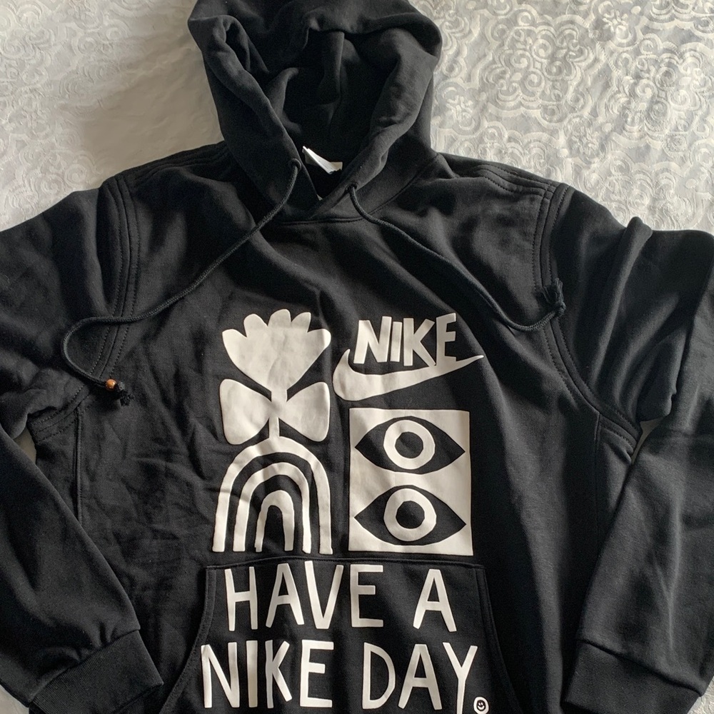 Nike Black Hoodie with White Graphic Design